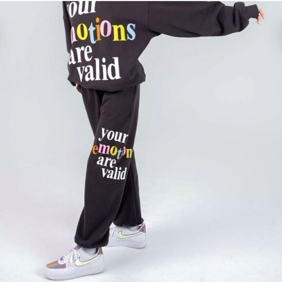 The Mayfair Group Your Emotions Are Valid Sweatshirt and Sweatpants Set in Gray - Picture 16 of 16